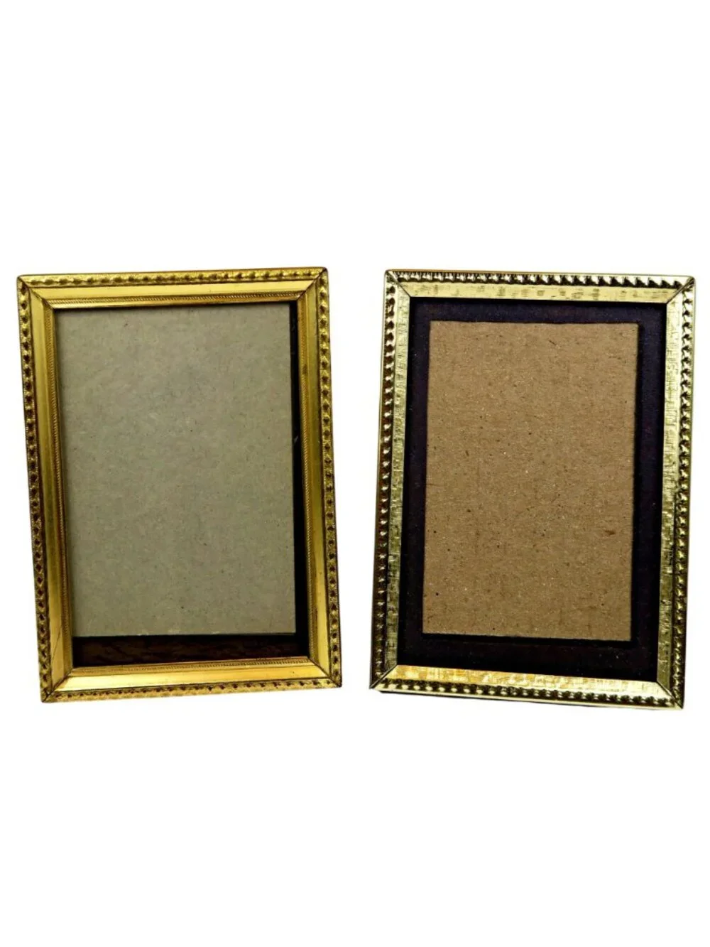 Vintage Gold‑Tone Picture Frames Set of 3, with Hinged Double Frame, 1950s-70s